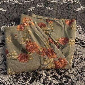 Coldwater Creek Olive and Orange Floral Pencil Skirt